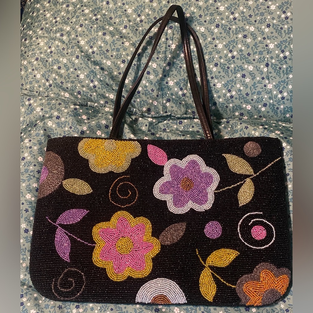 Y&S Handbags Vintage Black Floral‎ Shoulder Bag